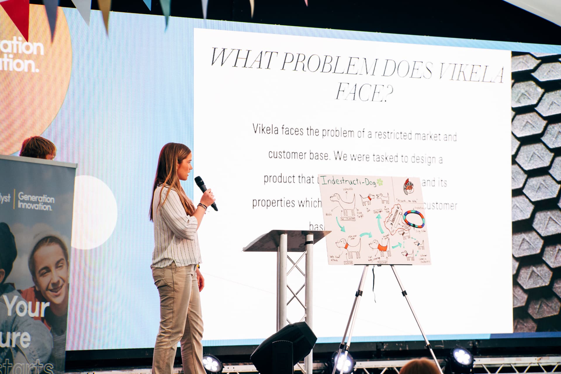 Young founders on stage at a Generation Innovation event